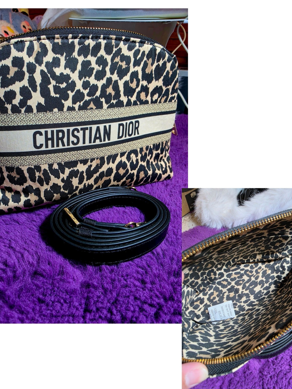 Leopard Canvas Cosmetic Pouch - Black & Beige(GWP)